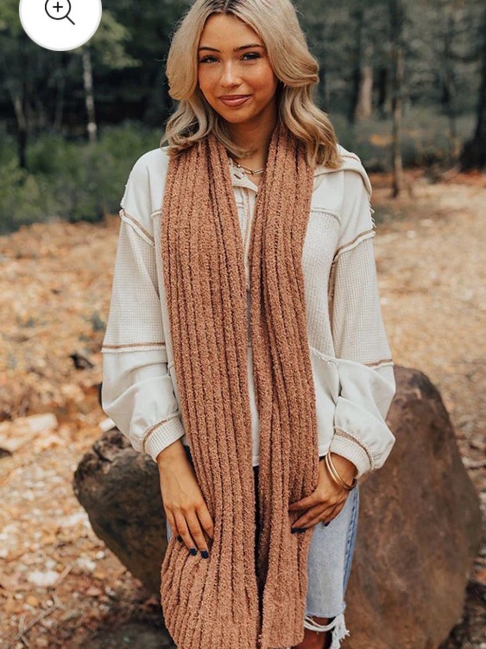 Impressions Ribbed Knit Scarf in Camel